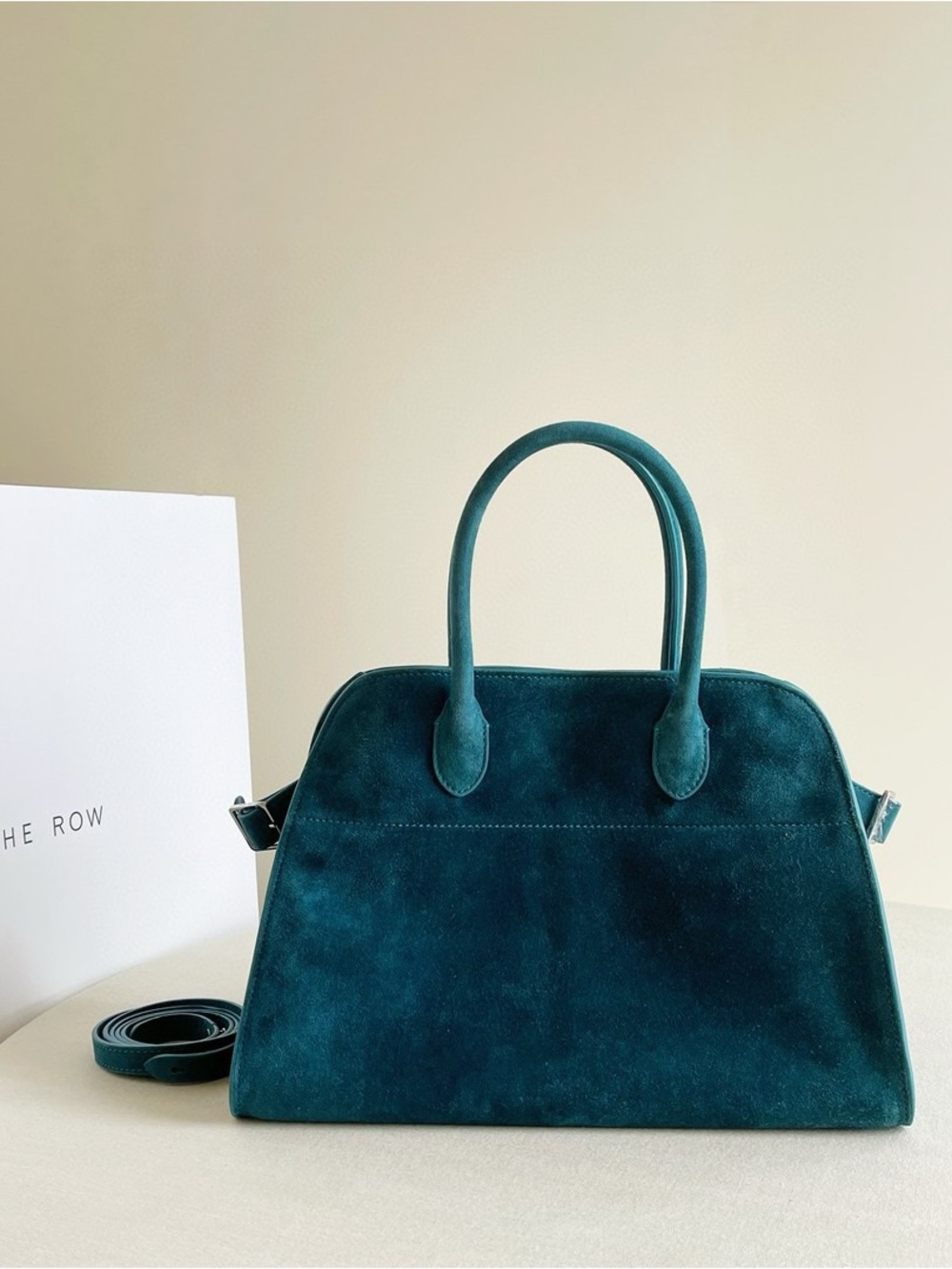 The Row Teal Suede Dome Tote